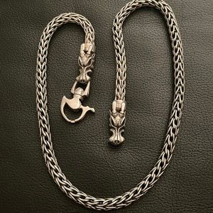 Sterling silver serpentine dragon rope necklace